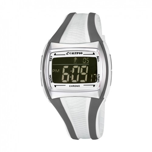 Calypso digital watch white and grey rubber strap K5590/1