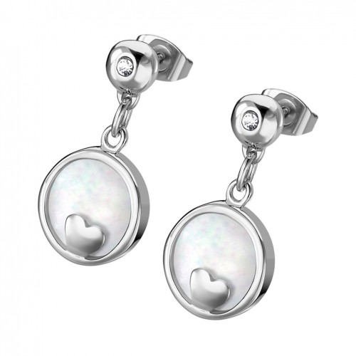 Lotus Style Heart earrings in stainless steel LS1858-4/1