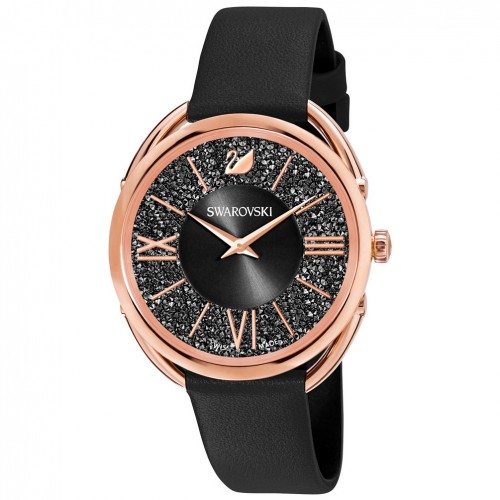 Rellotge Swarovski Crystalline Glam Negre or rosa corretja pell 5452452