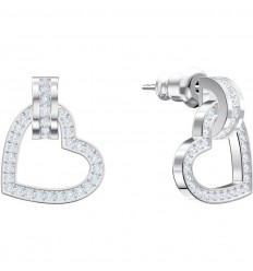 Swarovski Heart Lovely earrings 5466756 White crystals Rhodium plating