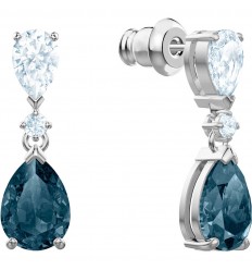Swarovski Vintage pierced earrings Blue Rhodium plating 5452579