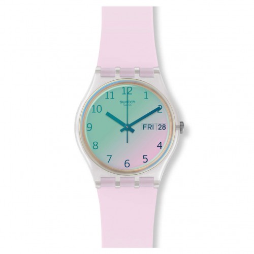 Swatch Original Gent ULTRAROSE watch green and light pink dial GE714