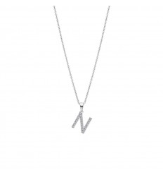Collar Lotus Silver plata y circonitas letra N LP1958-1/N