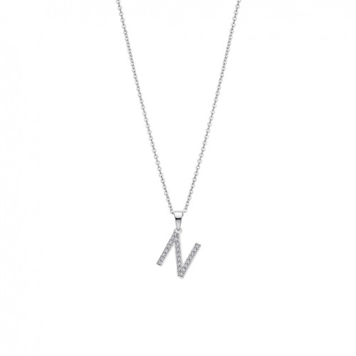 Collar Lotus Silver plata y circonitas letra N LP1958-1/N