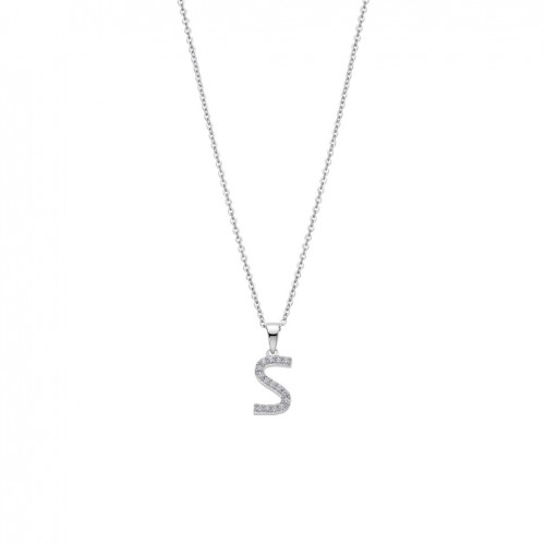 Lotus Silver Necklace silver and zircons letter S LP1958-1/S