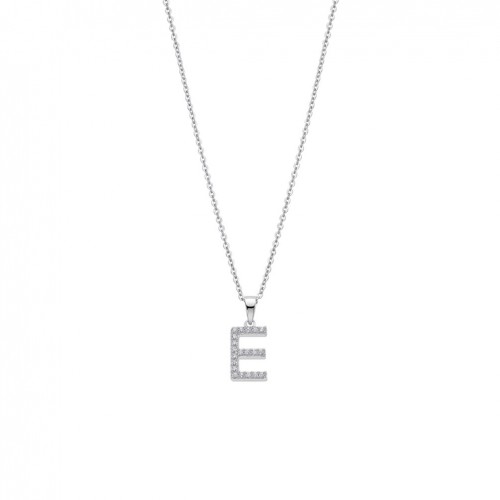 Lotus Silver Necklace silver and zircons letter E LP1958-1/E