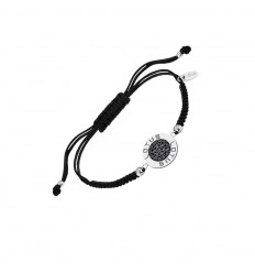 Lotus Silver bracelet circular pendant with black crystals LP1252-2/9