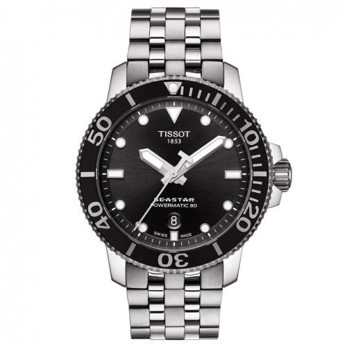 Reloj Tissot Seastar 1000 Powermatic 80 Esfera negra T1204071105100