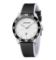 Calvin Klein Compete Men watch K9R31CD6 black rubber strap white dial