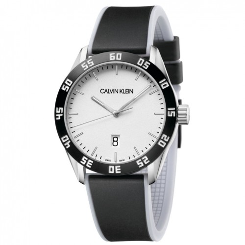 Reloj Calvin Klein Compete K9R31CD6 correa caucho negra esfera blanca