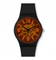 Swatch New Gent ORANGEBOOST watch orange dial black strap SUOB164
