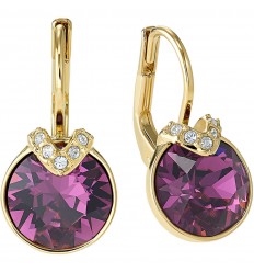 Bella V Swarovski earrings purple crystal gold plating 5509404