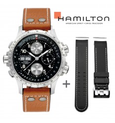Bundle Offer Hamilton khaki X-Wind watch H77616533+black rubber strap