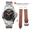 Bundle Offer Hamilton Khaki King H64455133 watch+brown leather strap