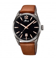 Lotus Men's watch Black dial 42 mm brown leather strap 18685/2