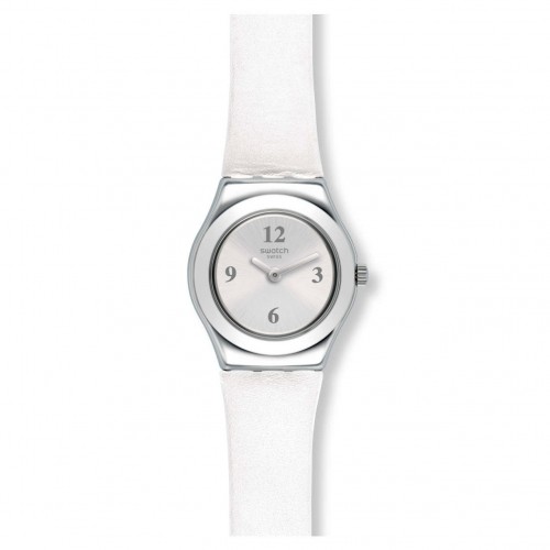 Swatch Irony watch SILVER KEEPER Steel White leather strap YSS296