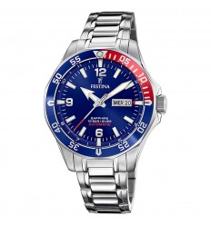 Festina Automatic Diver watch Day Date Blue dial Steel bracelet F20478/2