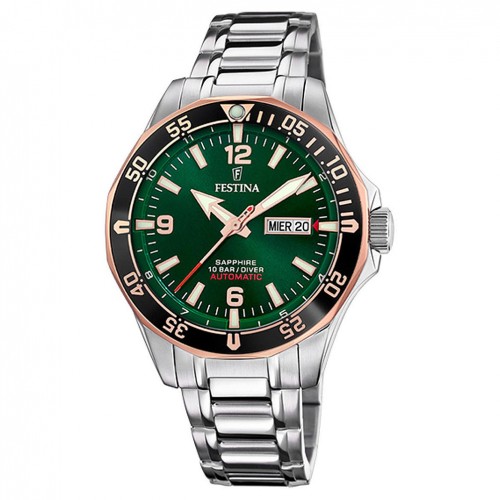 Rellotge Festina Automàtic Diver Dia/Data Esfera verda or rosa F20478/4