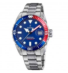 Festina Automatic Diver watch Day Date Blue Bicolor bezel F20480/1