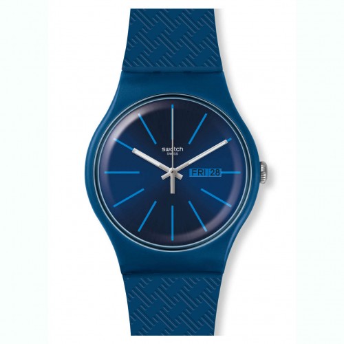 Swatch New Gent watch WAVE PATH blue color silicone strap SUON713