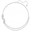 Nice Swarovski feathers necklace white crystals rhodium plating 5493404