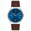 Reloj Swatch Irony SKINWIND Esfera azul correa cuero marrón SS07S101